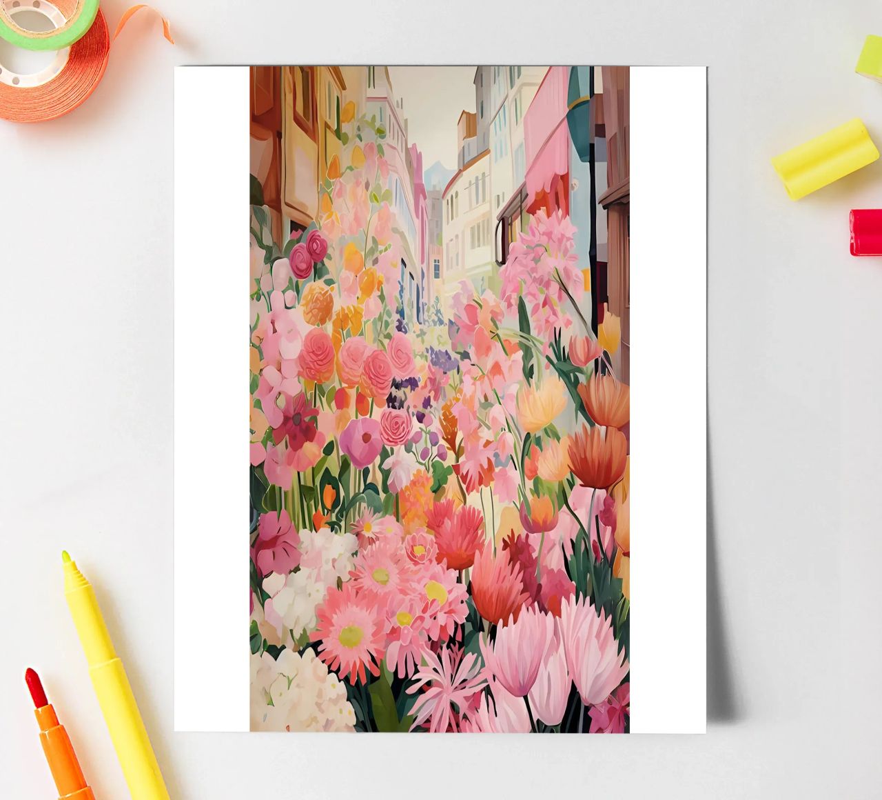Blumenmarkt, Floral Poster, Abstrakter Druck, Moderne Kunst Stickerbogen von Boheme