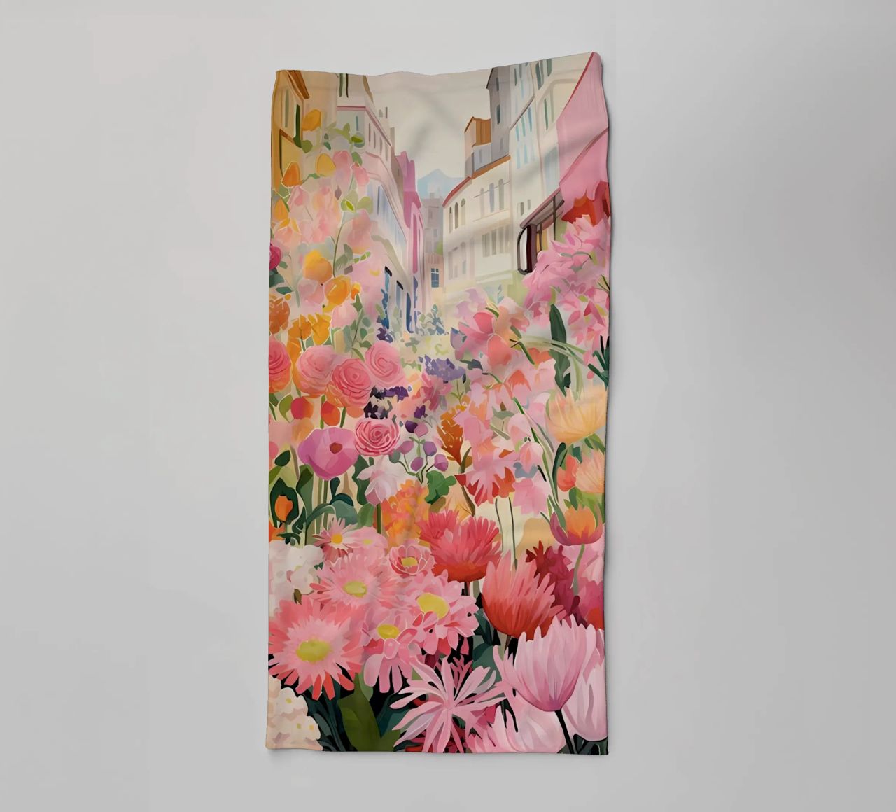 Blumenmarkt, Floral Poster, Abstrakter Druck, Moderne Kunst Handtuch von Boheme