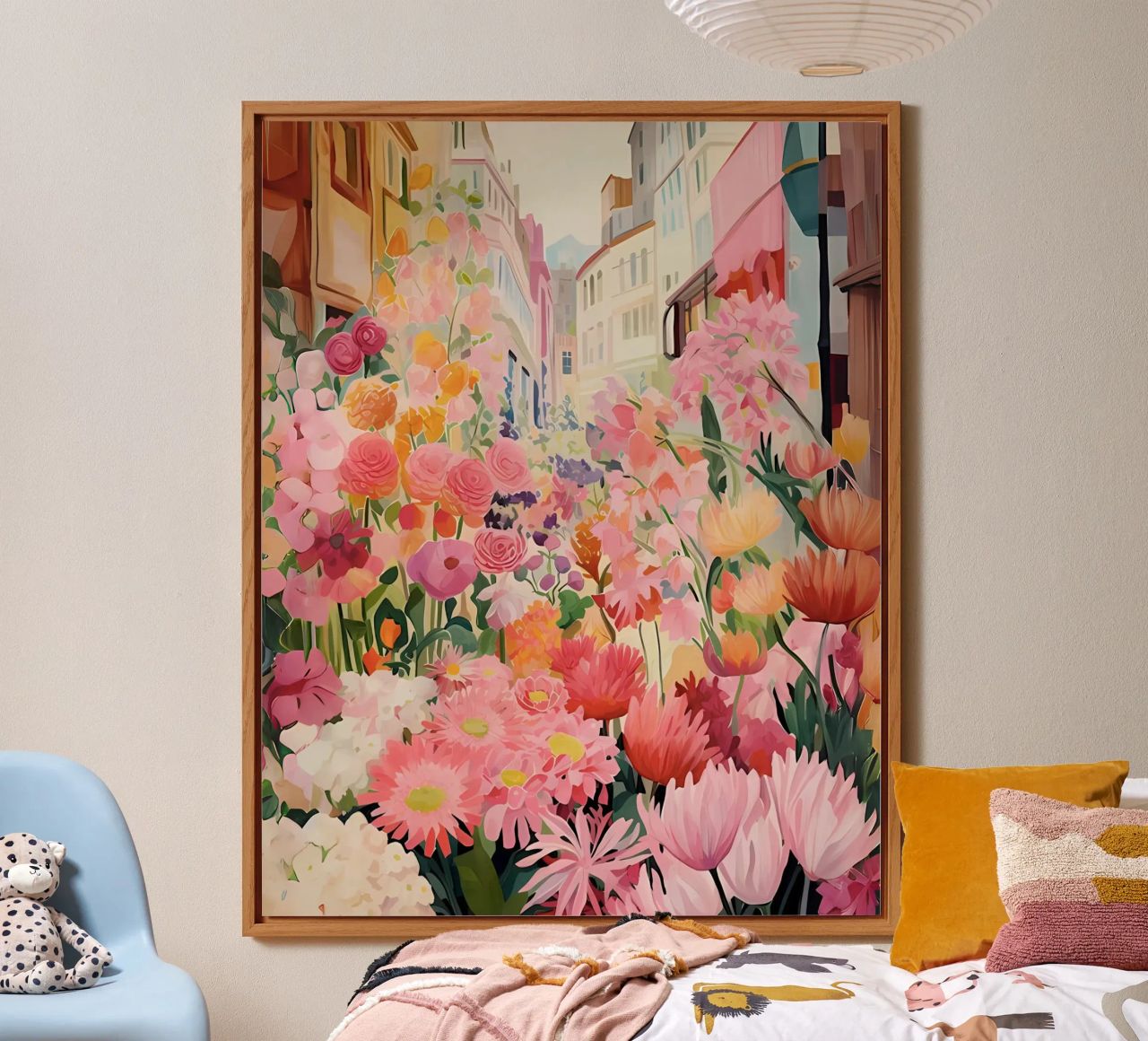 Blumenmarkt, Floral Poster, Abstrakter Druck, Moderne Kunst Alu-Dibond von Boheme
