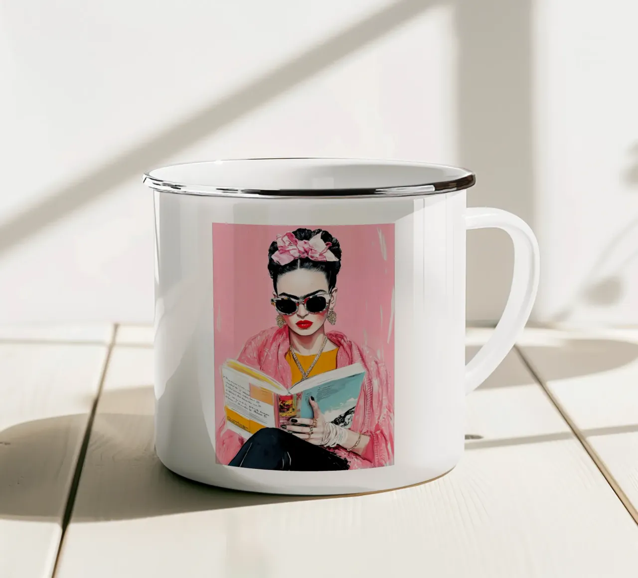 Libro di lettura Frida tazza in smalto da Justyna Jaszke JBJart