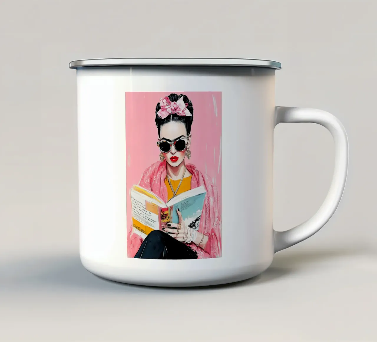 Libro di lettura Frida tazza in smalto da Justyna Jaszke JBJart