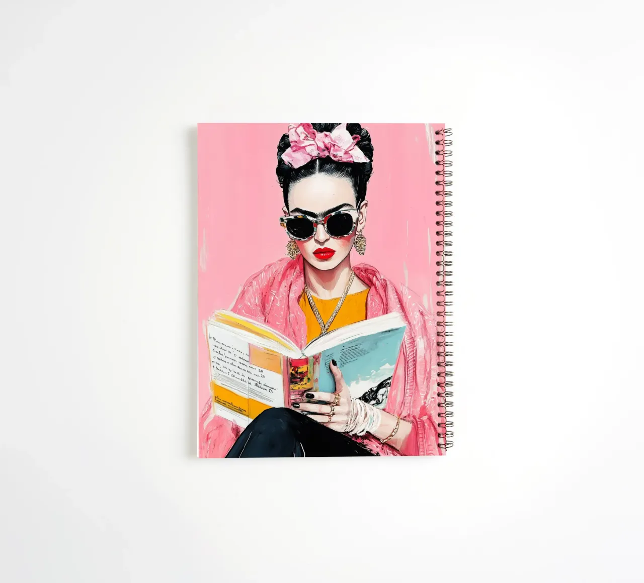 Frida reading book spiral notebook by Justyna Jaszke JBJart