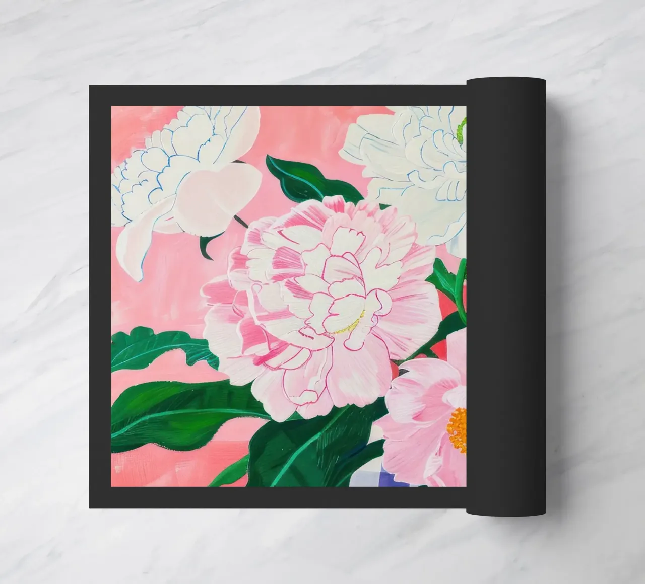 Abstract Flower Poster, Peony Print Modern Abstract Art doormat by Boheme