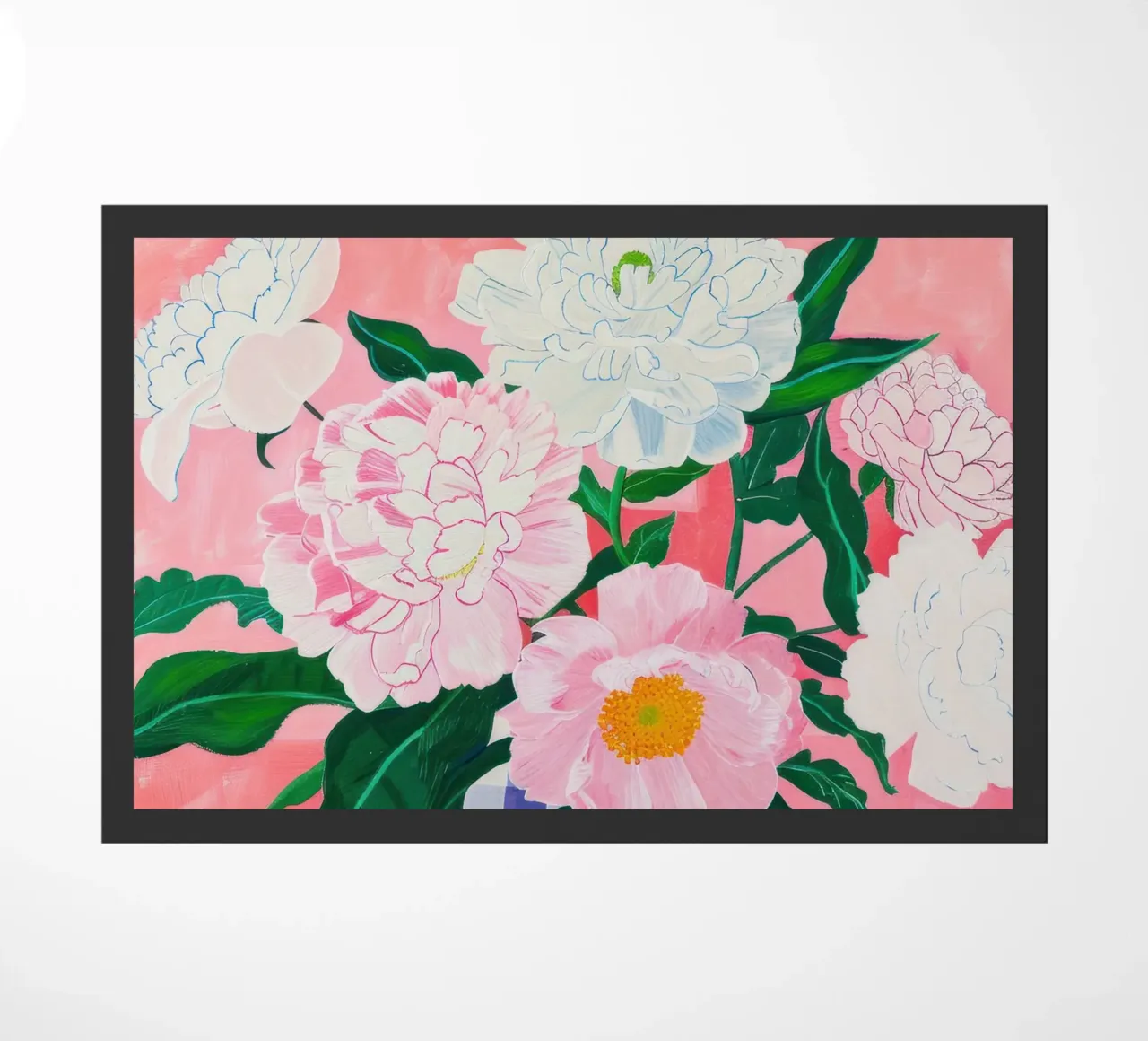 Abstract Flower Poster, Peony Print Modern Abstract Art doormat by Boheme