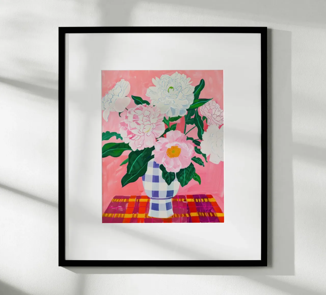 Abstracte Bloemen Poster, Pioenroos Print Moderne Abstracte Kunst hahnemühle van Boheme