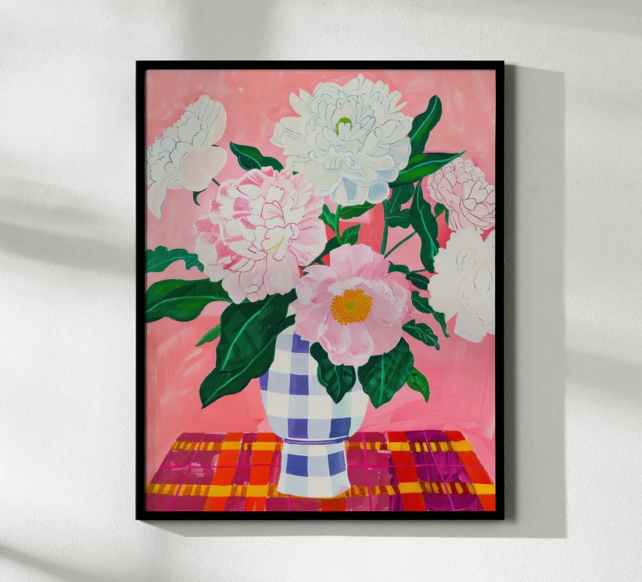 Abstracte Bloemen Poster, Pioenroos Print Moderne Abstracte Kunst hahnemühle van Boheme