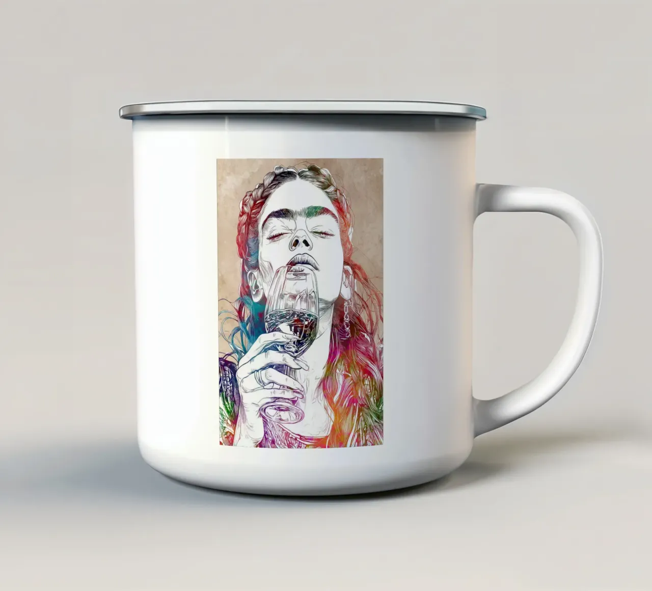 Ragazza che beve tazza in smalto da Justyna Jaszke JBJart