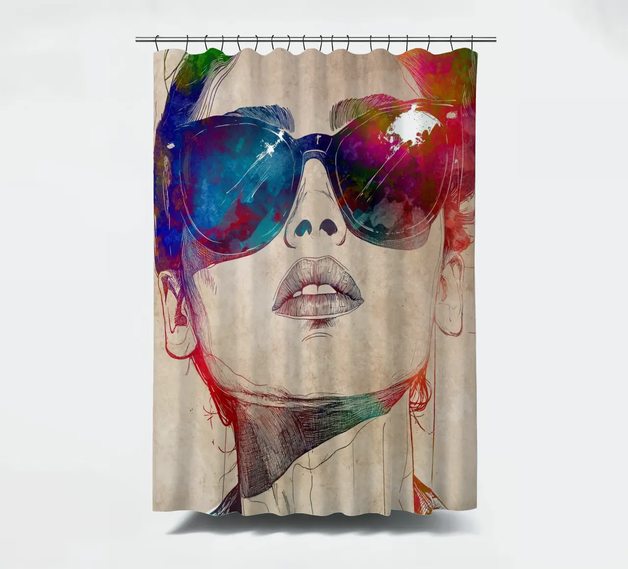 Sunglasses shower curtain by Justyna Jaszke JBJart