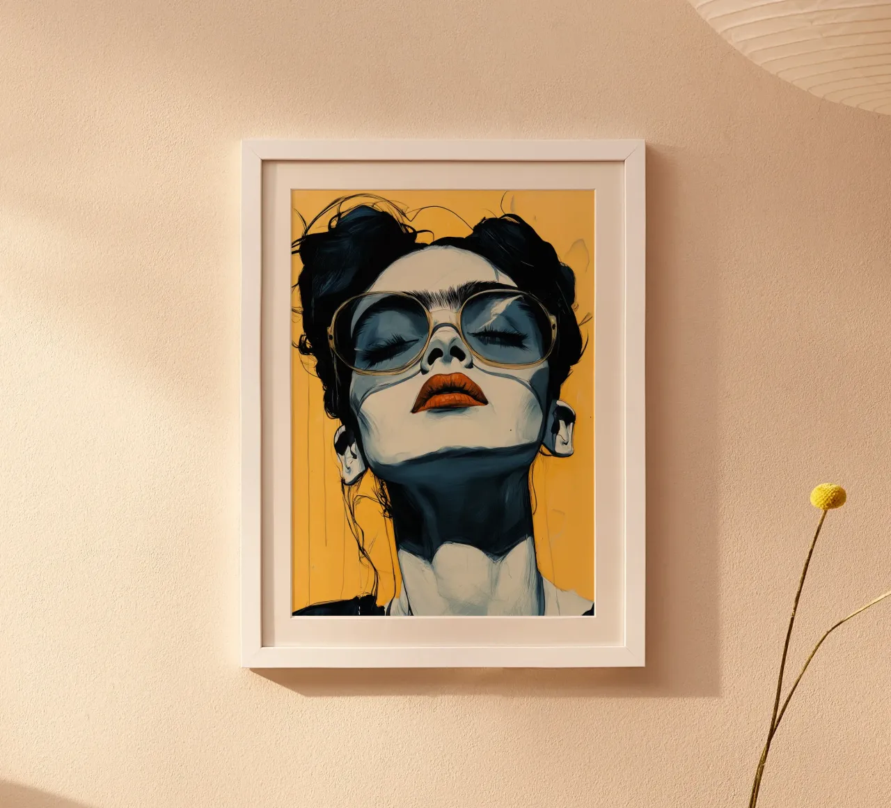 Volto di donna poster con telaio in legno da Justyna Jaszke JBJart