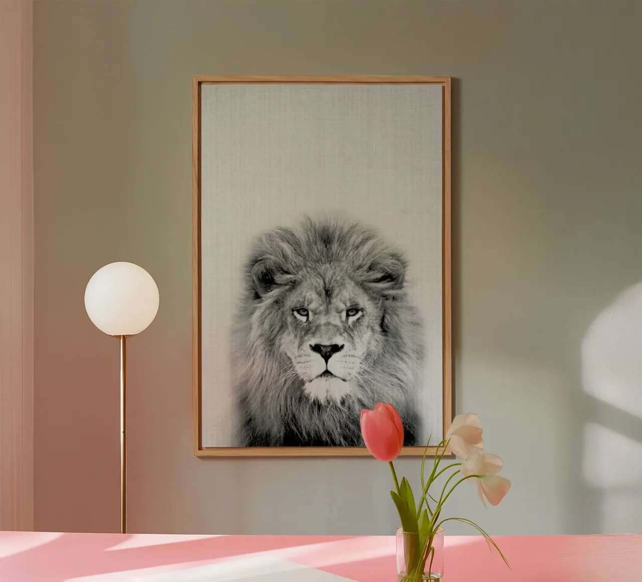 Peekaboo Lion BW alluminio dibond da Lila x Lola