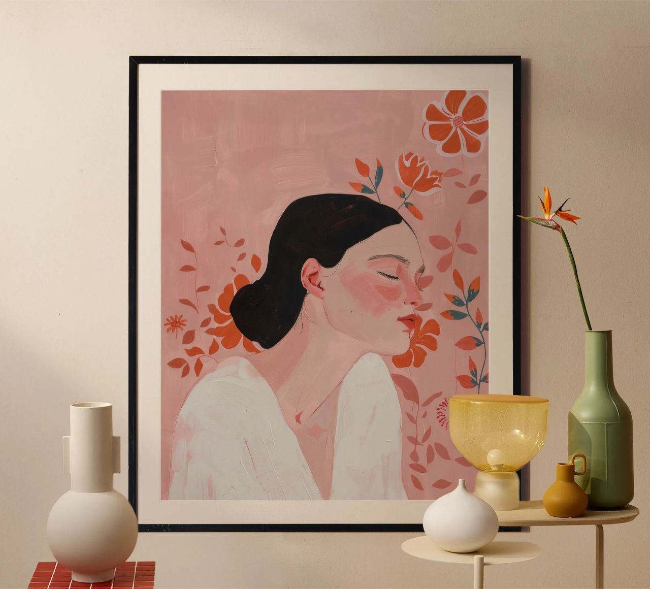 Abstrakt Rosa Poster, Moderne Menschen Wandkunst Zeitgenössisch Poster von Boheme
