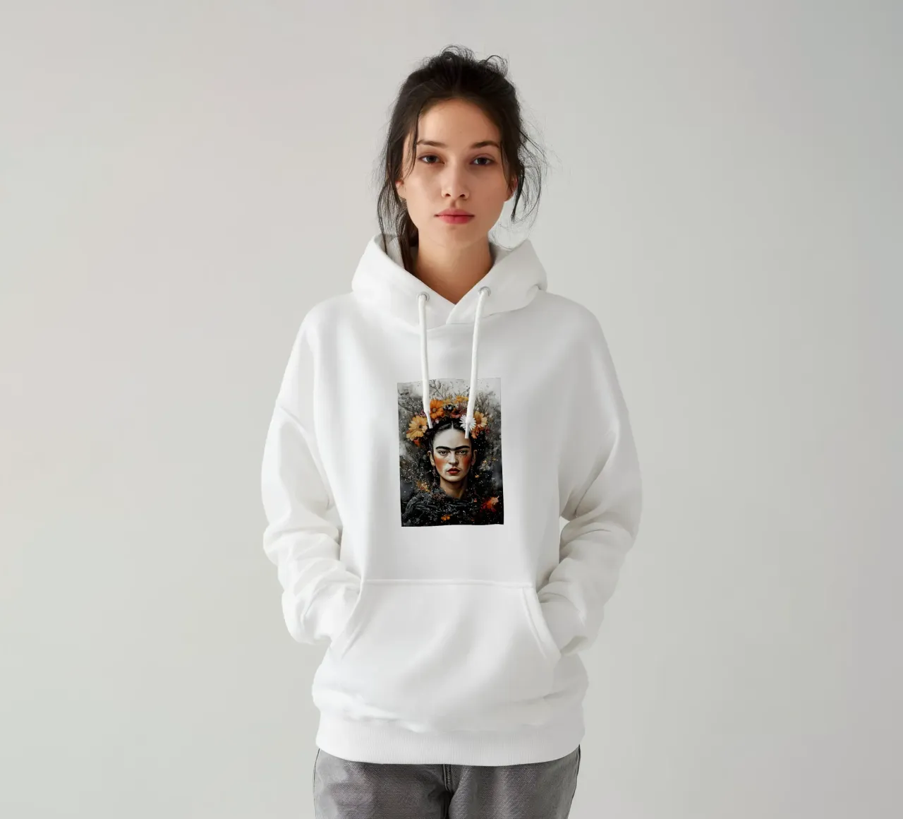 Ritratto di Frida felpa con cappuccio da Justyna Jaszke JBJart