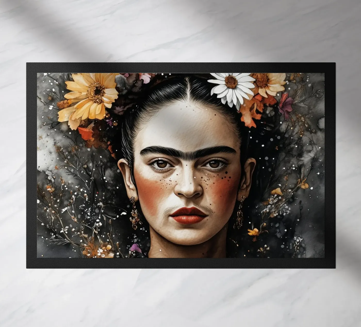 Frida portrait doormat by Justyna Jaszke JBJart