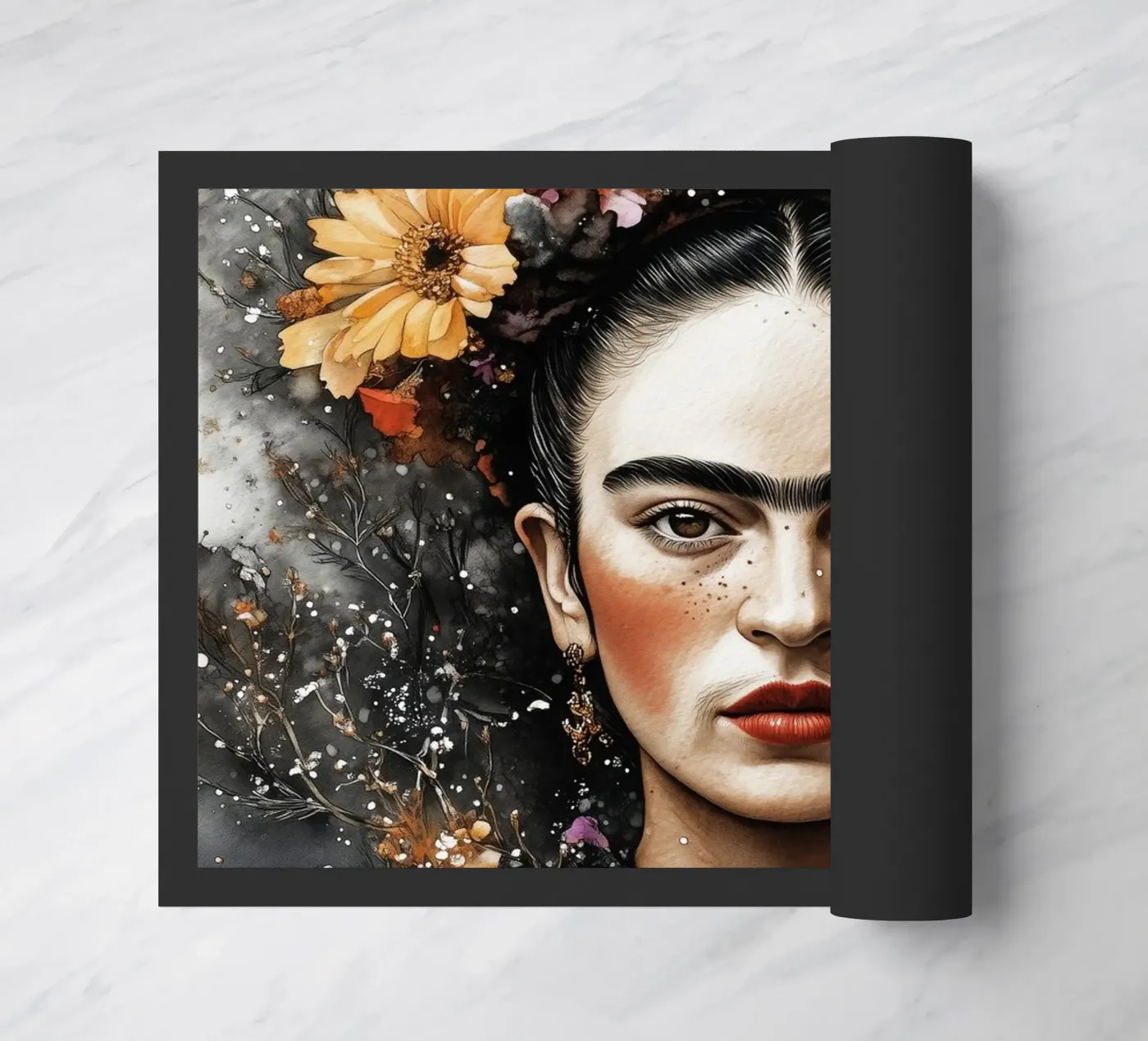 Frida portrait doormat by Justyna Jaszke JBJart