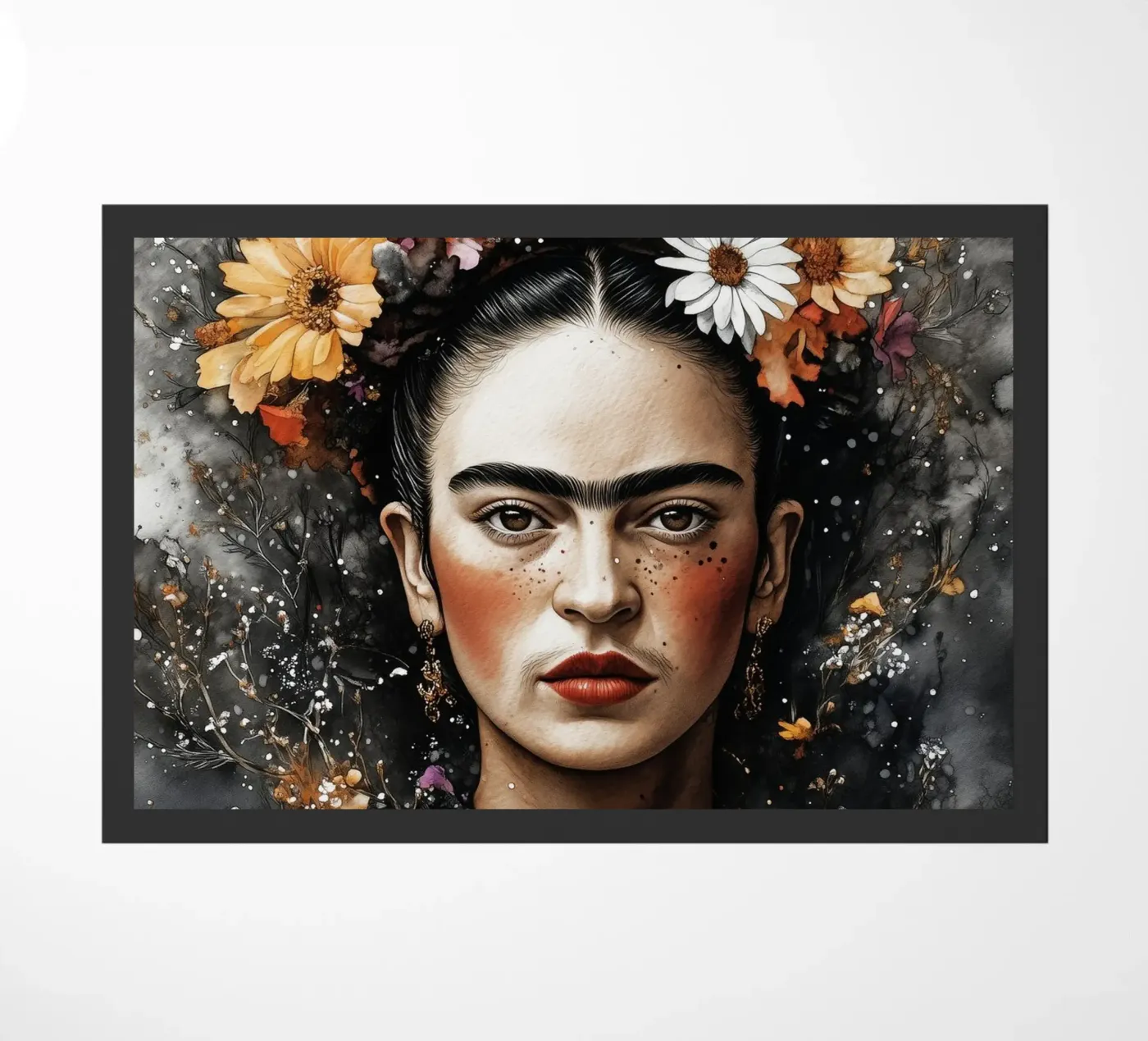 Frida portrait doormat by Justyna Jaszke JBJart