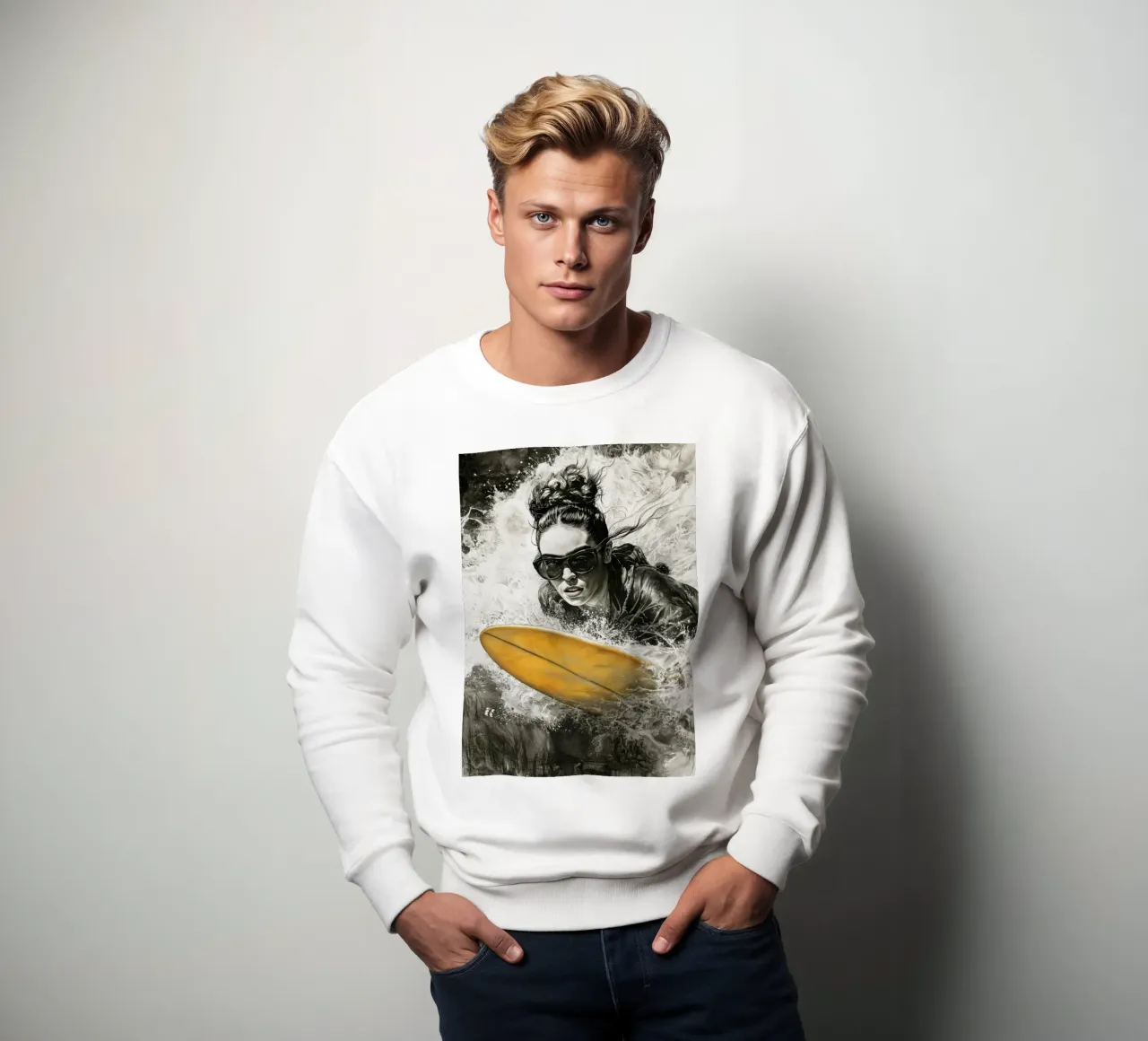Ragazza che fa surf felpa da Justyna Jaszke JBJart