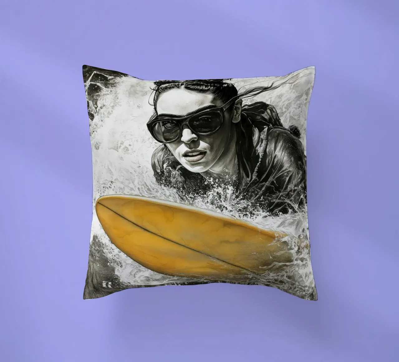 Ragazza che fa surf cuscino da Justyna Jaszke JBJart