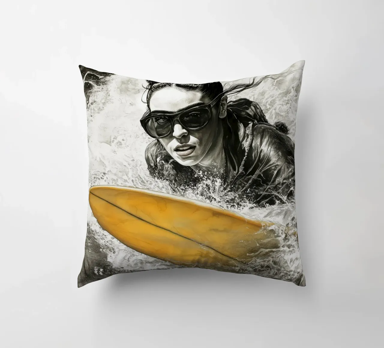 Ragazza che fa surf cuscino da Justyna Jaszke JBJart