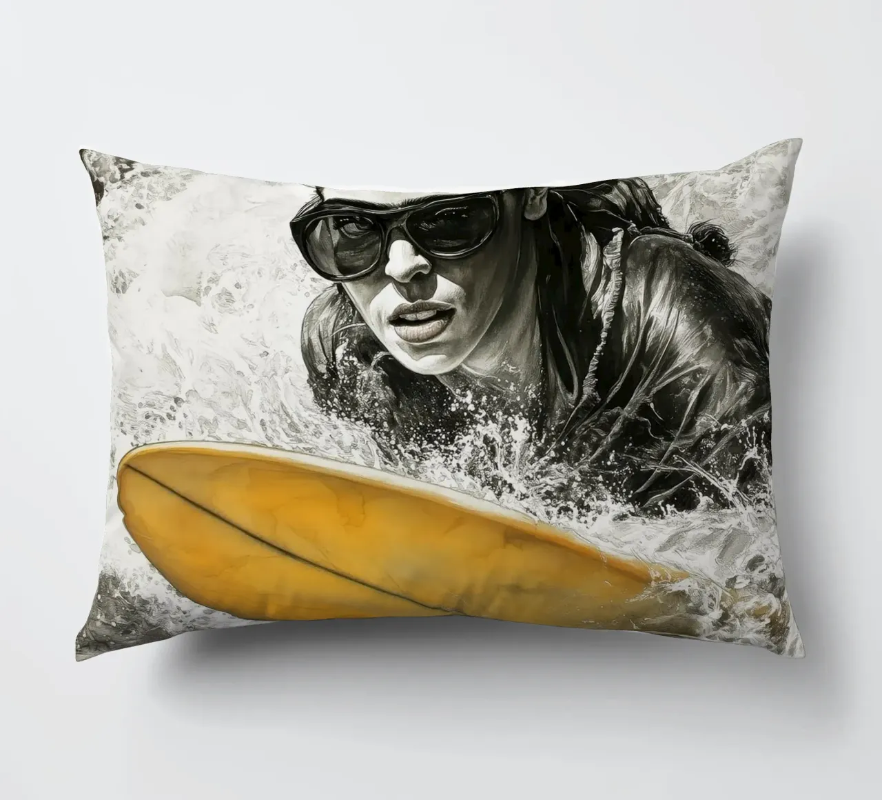 Ragazza che fa surf cuscino da Justyna Jaszke JBJart
