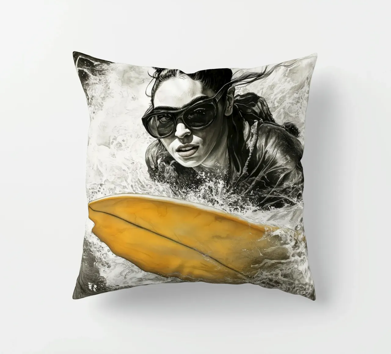 Ragazza che fa surf cuscino da Justyna Jaszke JBJart