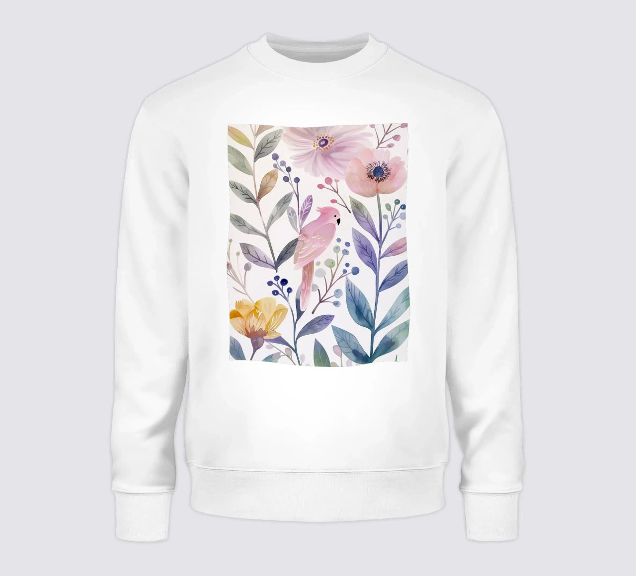 Uccello botanico vintage Cacatua rosa Pappagallo Fiori di papavero felpa da Gentle Echoes Art