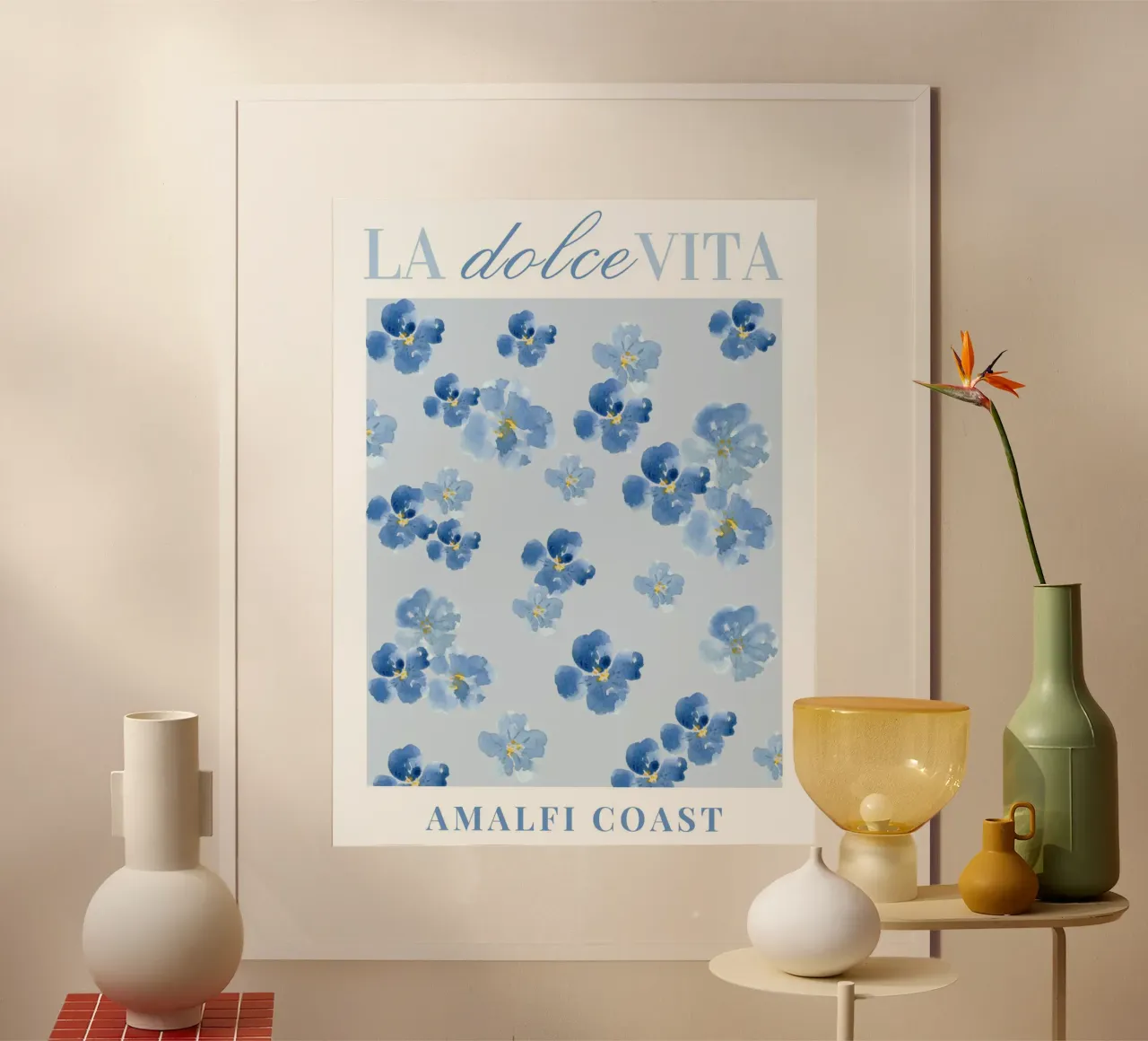 Piccoli fiori blu, illustrazione di poster floreale poster da Boheme