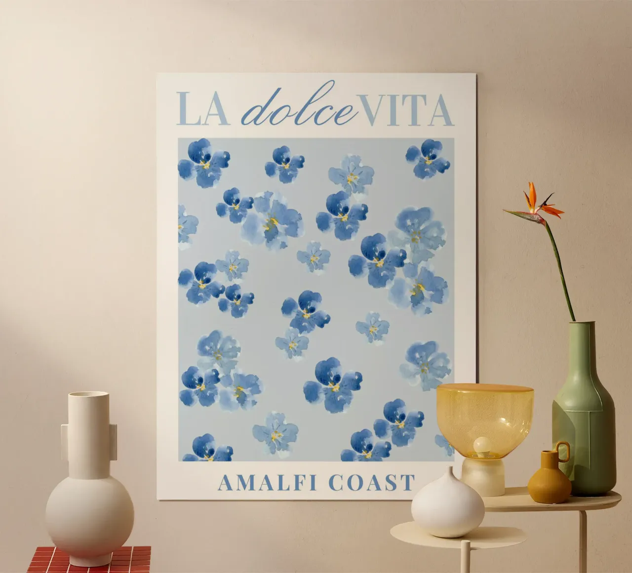 Piccoli fiori blu, illustrazione di poster floreale poster da Boheme