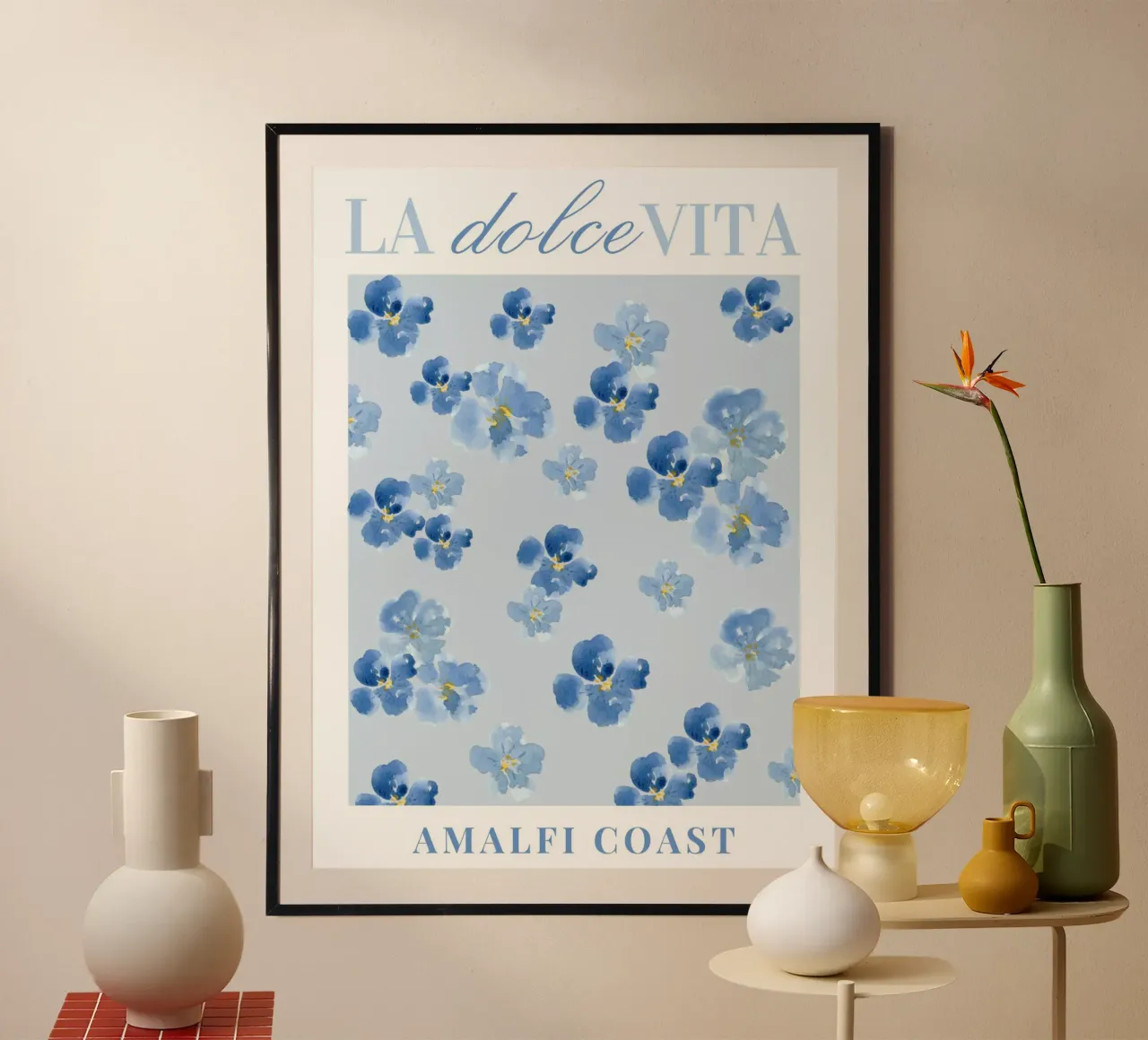 Piccoli fiori blu, illustrazione di poster floreale poster da Boheme