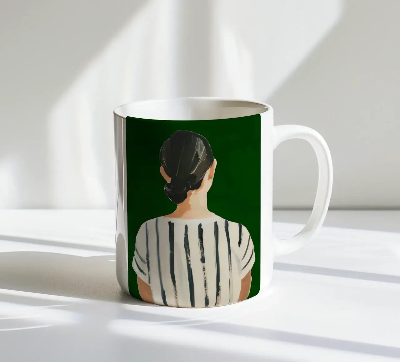 Abstract Emerald Green Illustration, Modern Woman Poster ceramic mug by Boheme