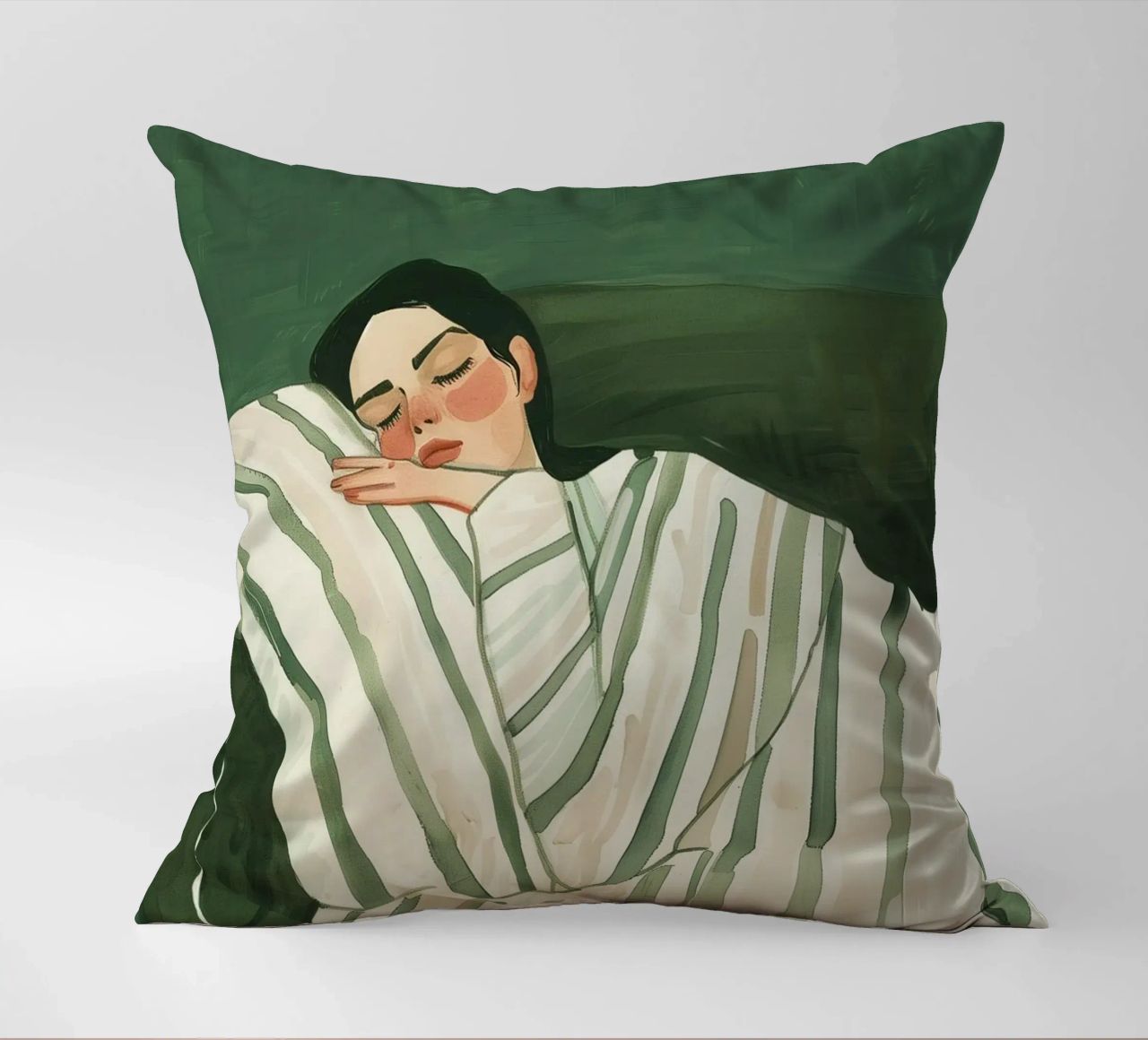 Poster vert émeraude, femme Illustration abstraite Art moderne coussin de Boheme