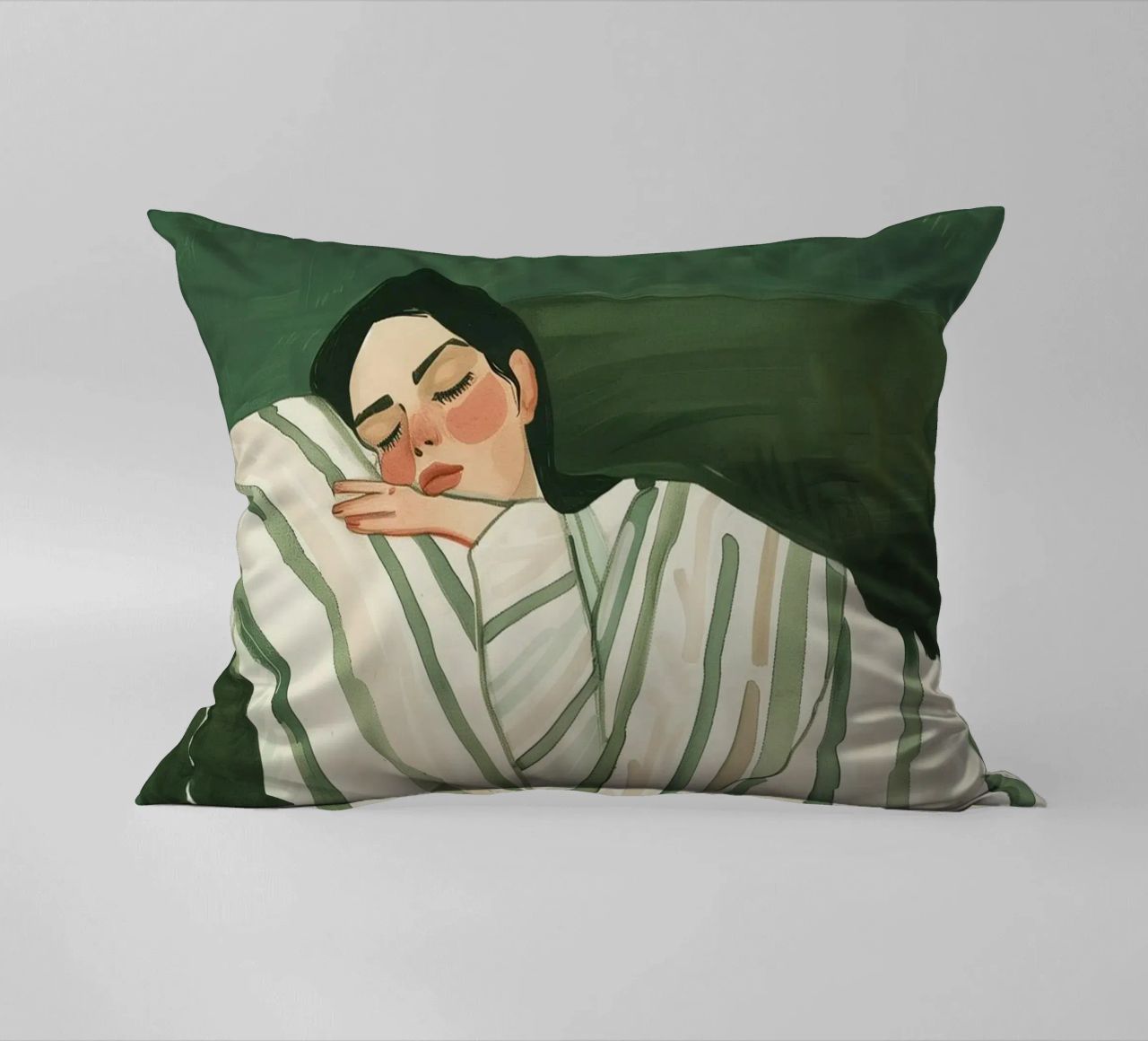 Poster vert émeraude, femme Illustration abstraite Art moderne coussin de Boheme