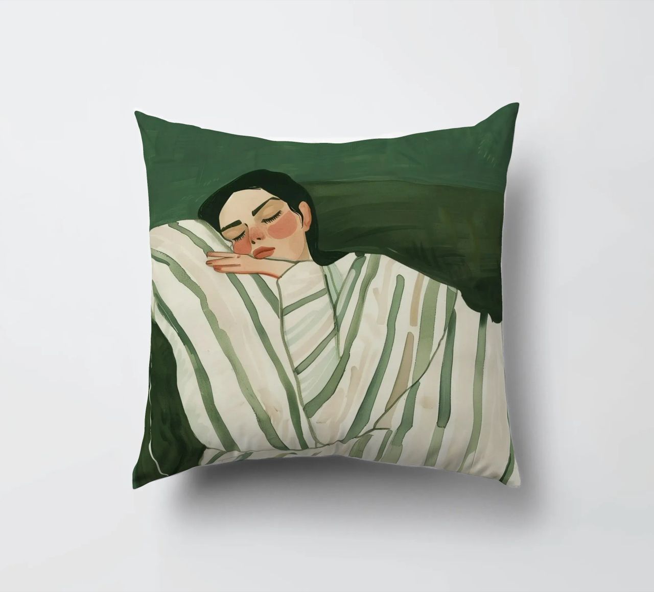 Poster vert émeraude, femme Illustration abstraite Art moderne coussin de Boheme
