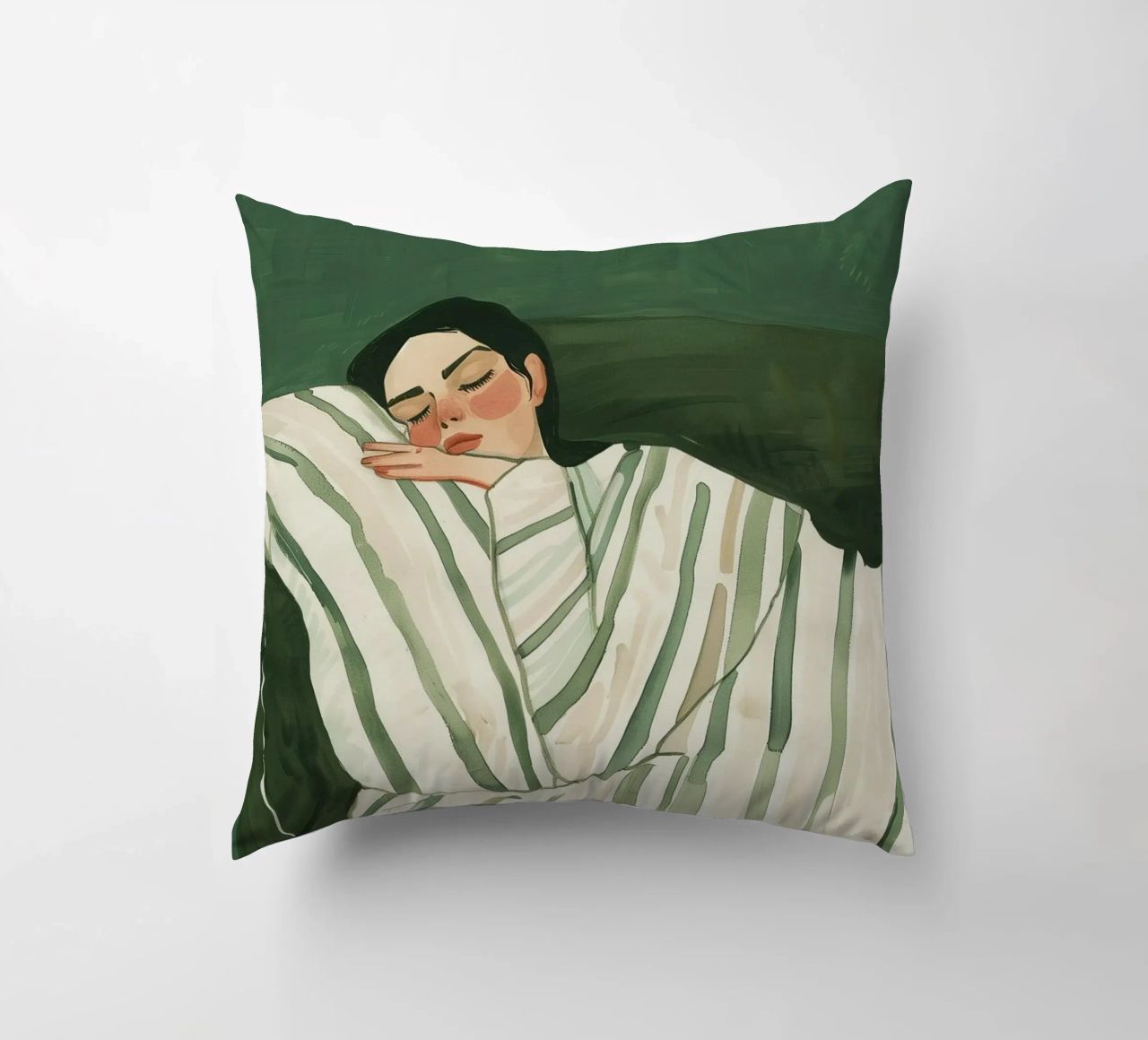 Poster vert émeraude, femme Illustration abstraite Art moderne coussin de Boheme