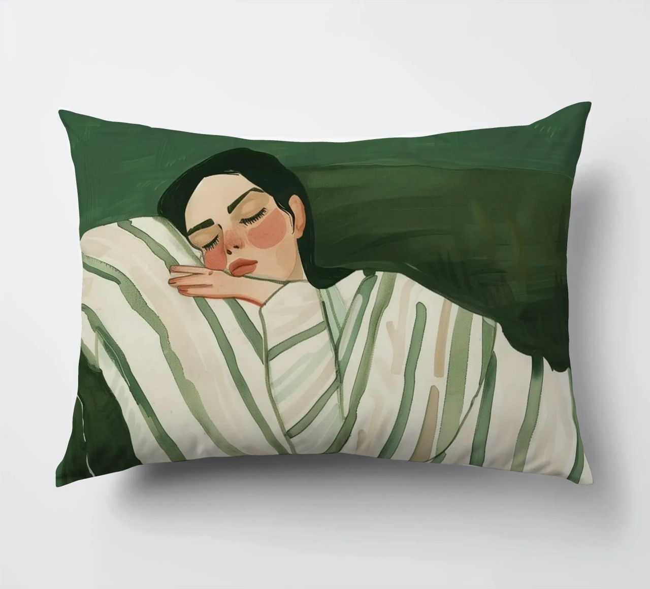 Poster vert émeraude, femme Illustration abstraite Art moderne coussin de Boheme
