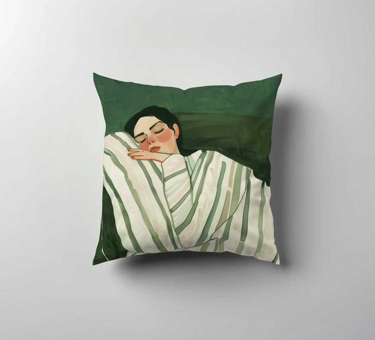 Poster vert émeraude, femme Illustration abstraite Art moderne coussin de Boheme
