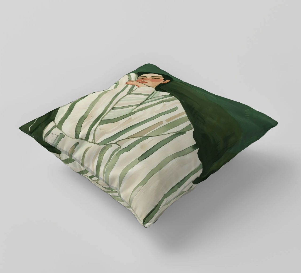 Poster vert émeraude, femme Illustration abstraite Art moderne coussin de Boheme