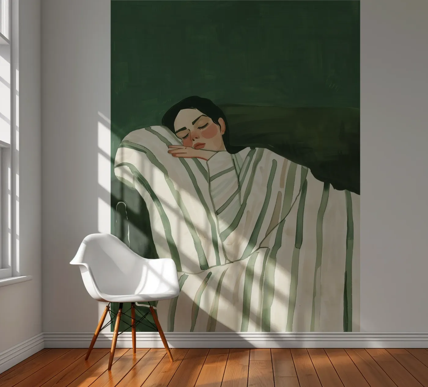 Poster verde smeraldo, donna illustrazione astratta Arte moderna carta da parati fotografica da Boheme