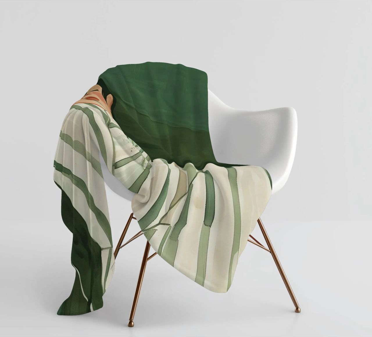 Poster verde smeraldo, donna illustrazione astratta Arte moderna coperta in pile da Boheme
