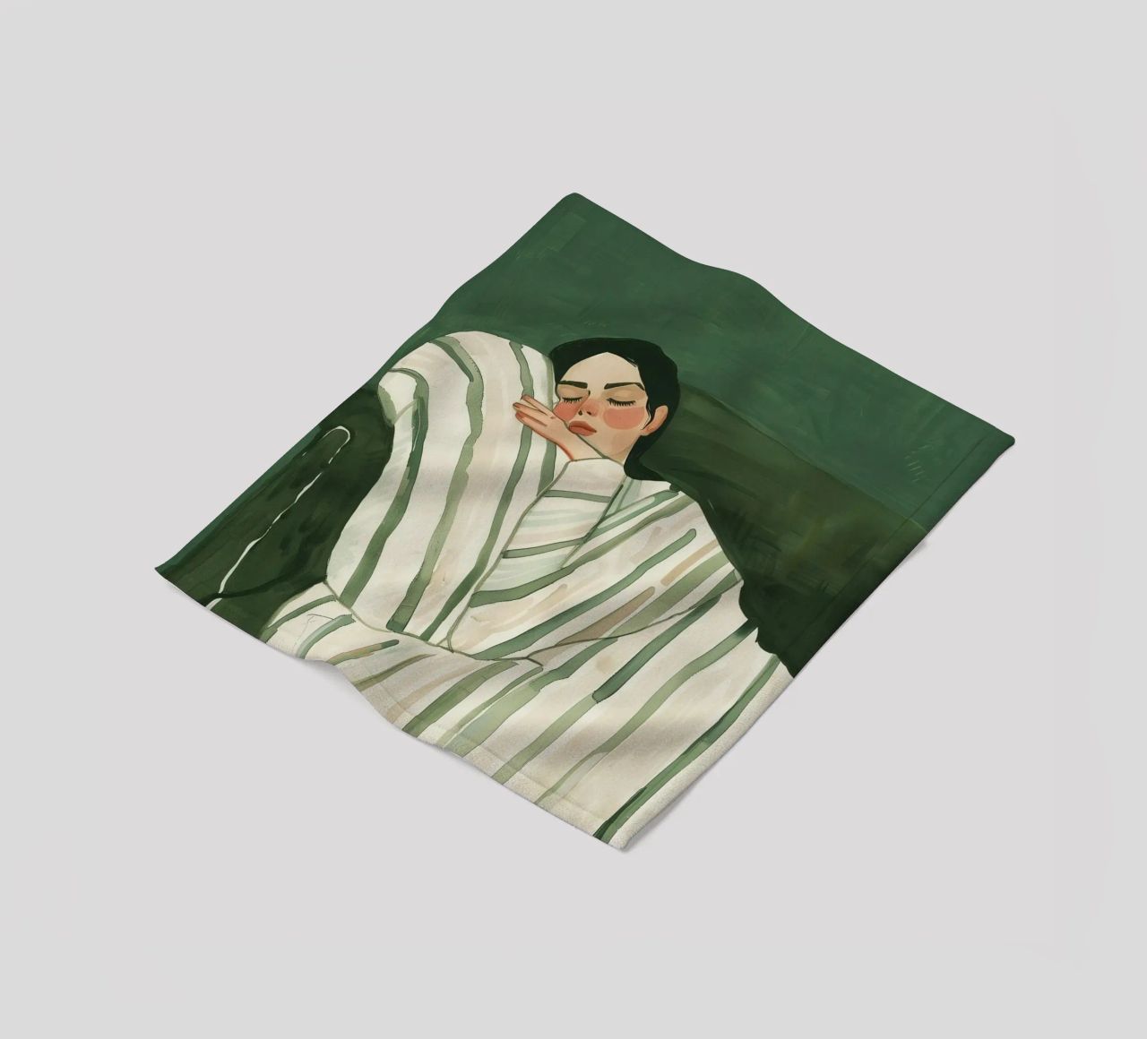 Poster verde smeraldo, donna illustrazione astratta Arte moderna coperta in pile da Boheme