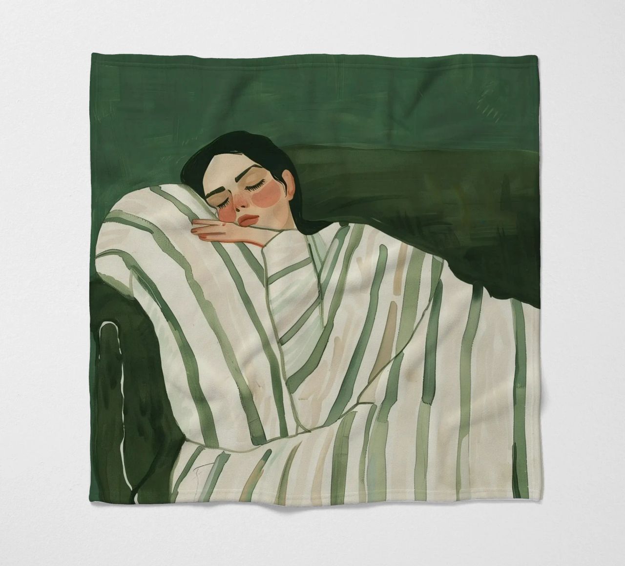 Poster verde smeraldo, donna illustrazione astratta Arte moderna coperta in pile da Boheme