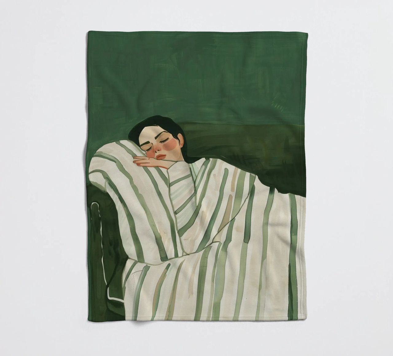 Poster verde smeraldo, donna illustrazione astratta Arte moderna coperta in pile da Boheme