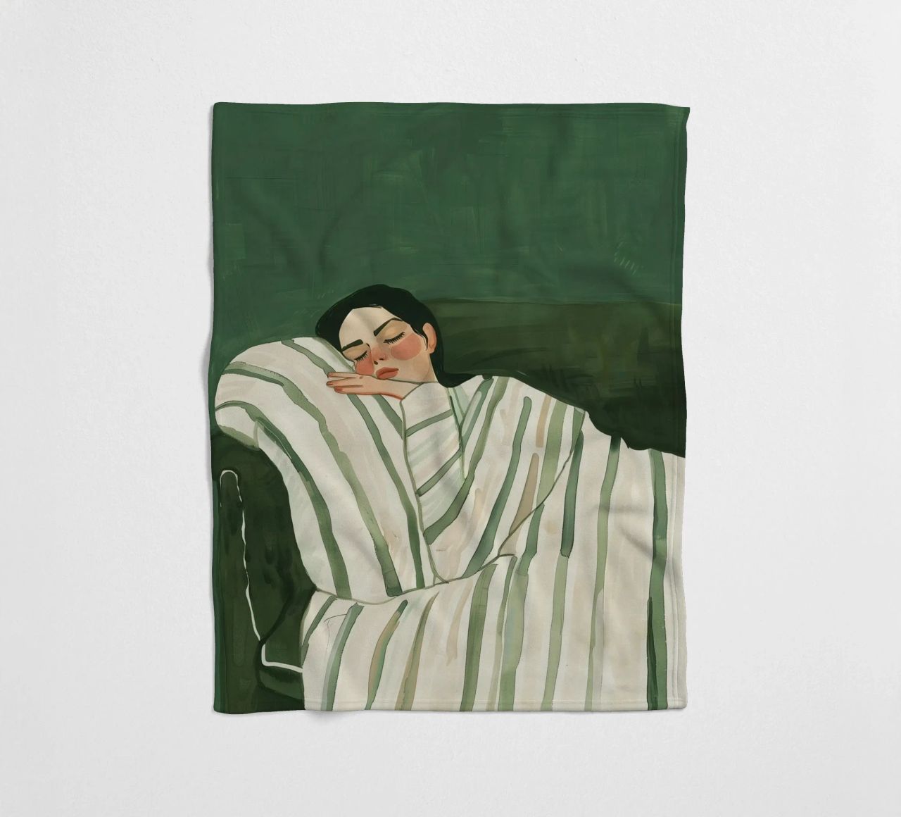Poster verde smeraldo, donna illustrazione astratta Arte moderna coperta in pile da Boheme