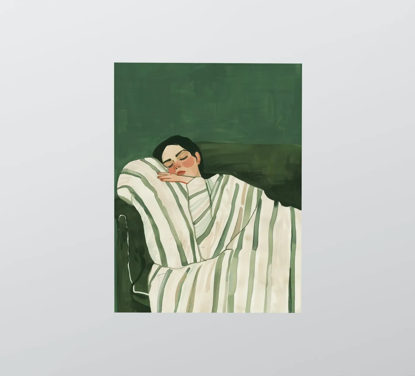 Emerald Green Poster, Woman Abstract Illustration Modern Art adesivo da Boheme