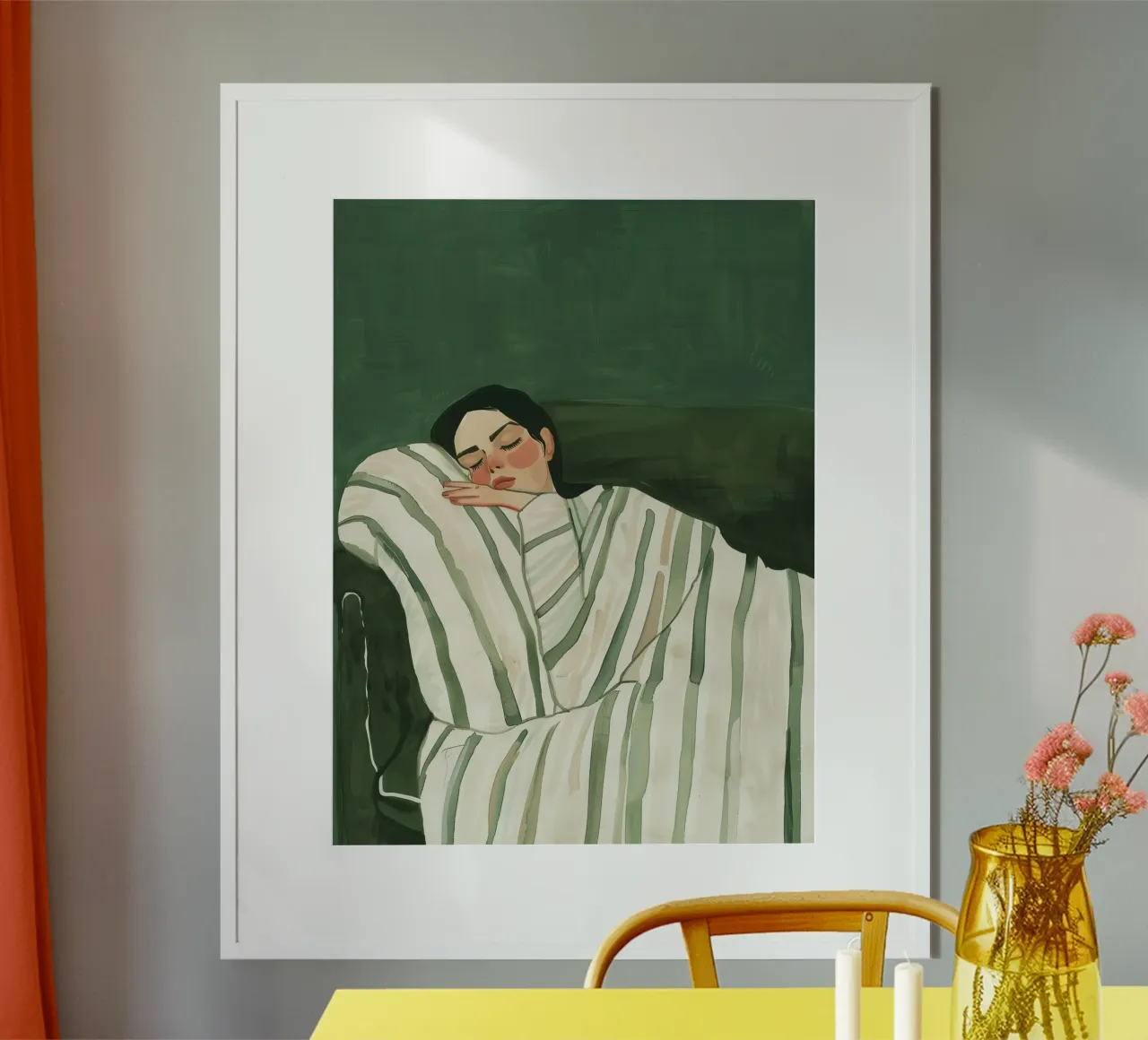 Smaragdgrünes Poster, Frau abstrakte Illustration Moderne Kunst Poster von Boheme