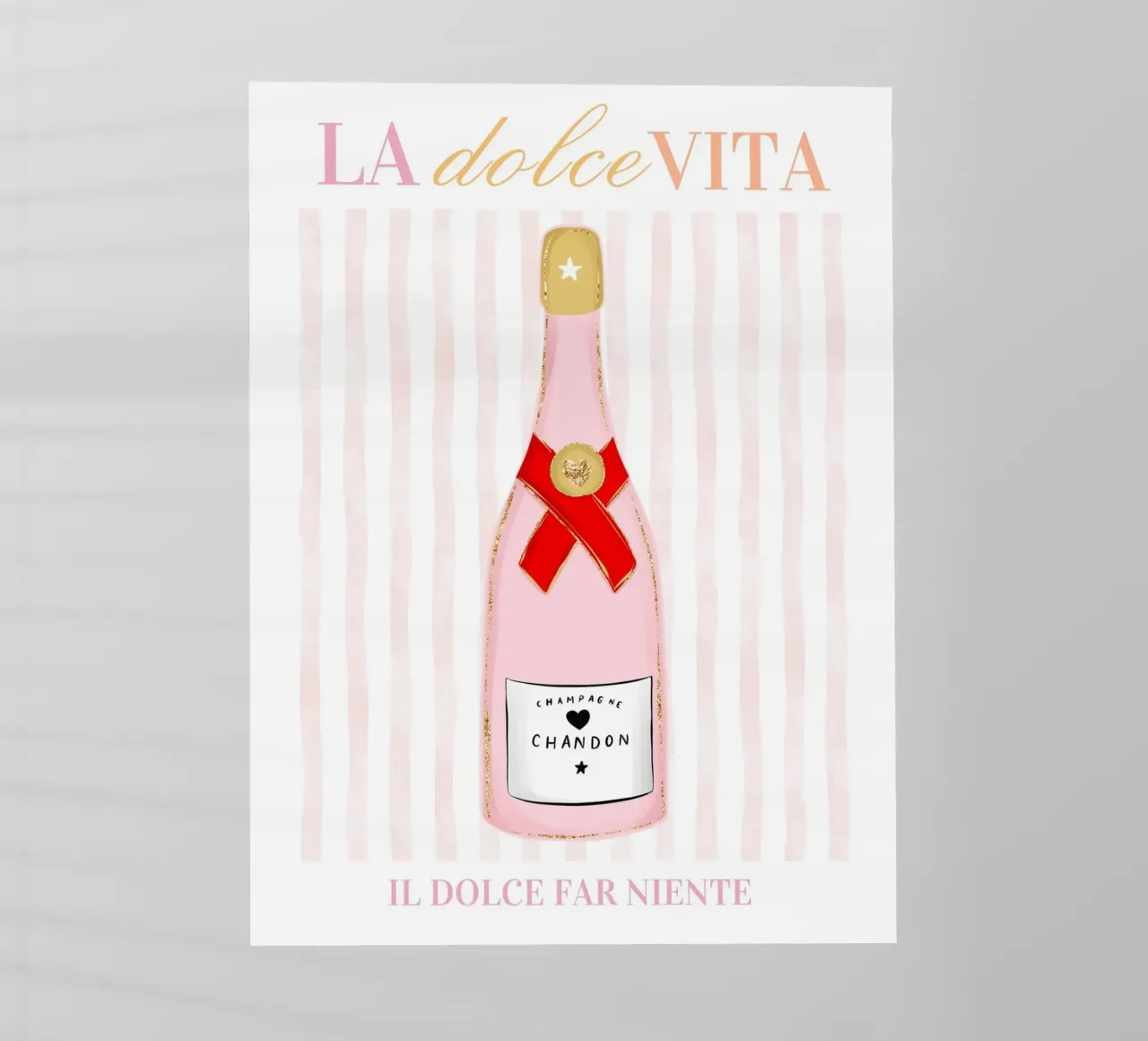 Poster champagne, impression alcool, art mural rose film rétro-éclairé de TheCocktailClub