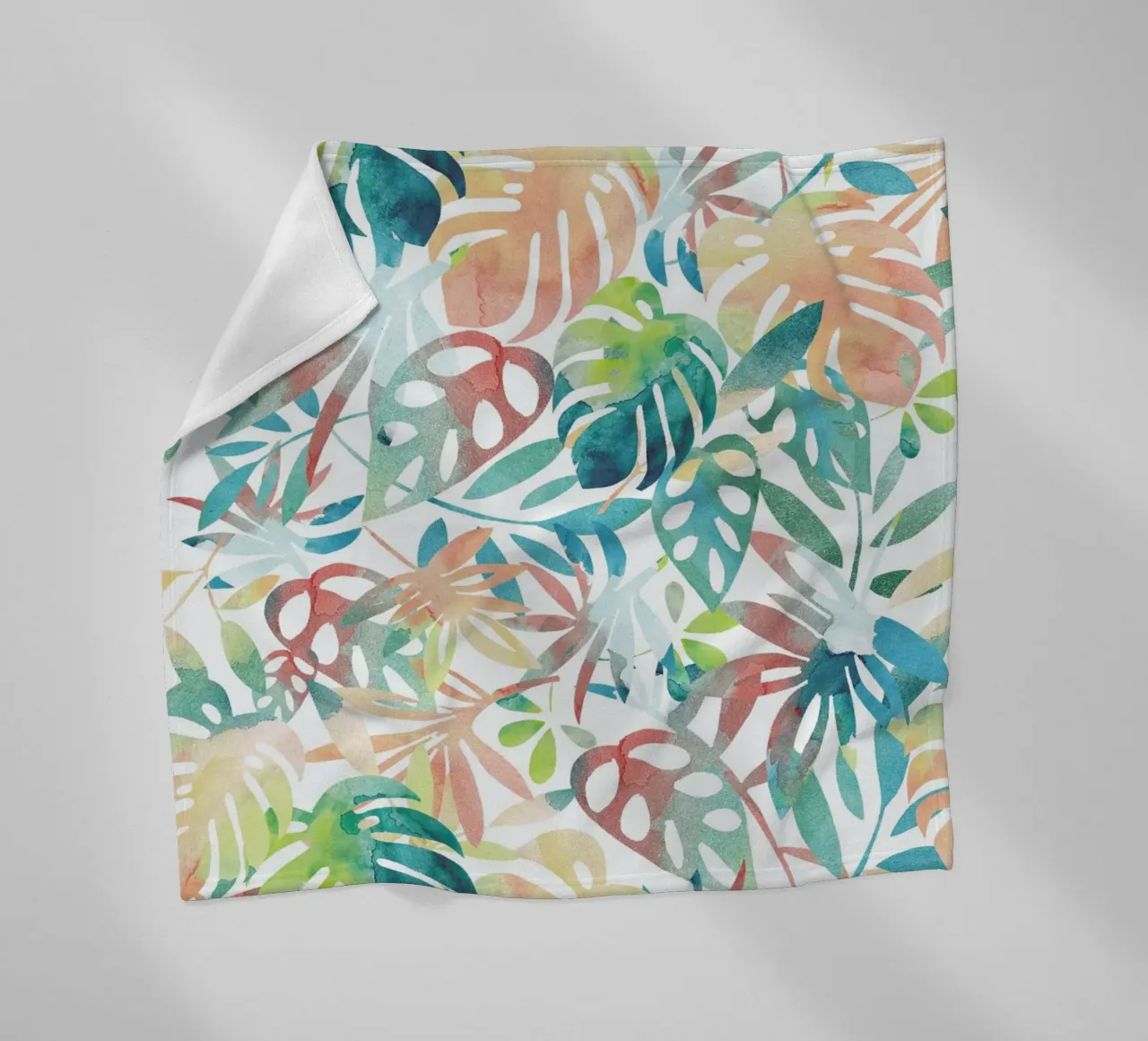 Jungle Leaves Light fleece blanket by Farina Kuklinski