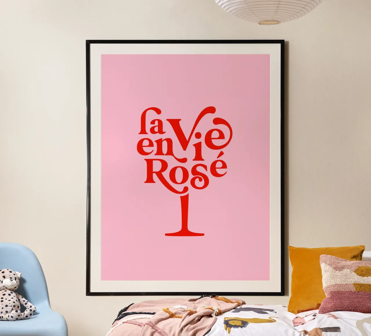 La Vie en Rosé - Bicchiere tipografico poster da Dominique Vari Words