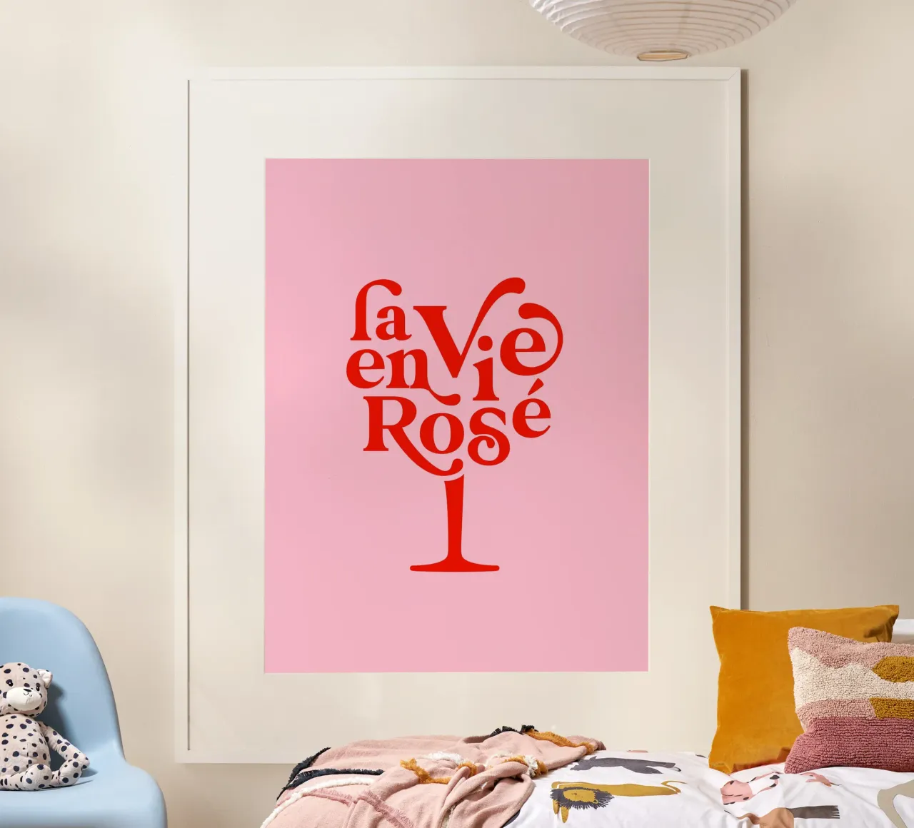 La Vie en Rosé - Bicchiere tipografico poster da Dominique Vari Words