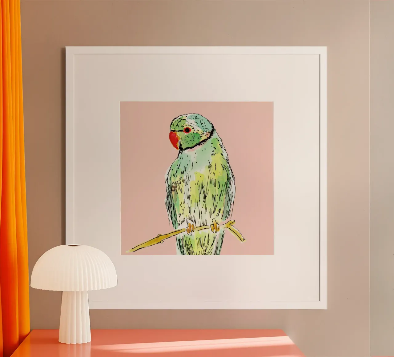 Parrot poster con telaio in alluminio da Farina Kuklinski