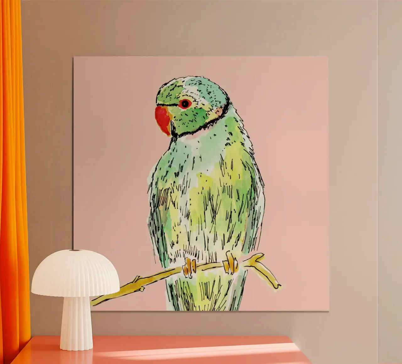 Parrot poster con telaio in alluminio da Farina Kuklinski